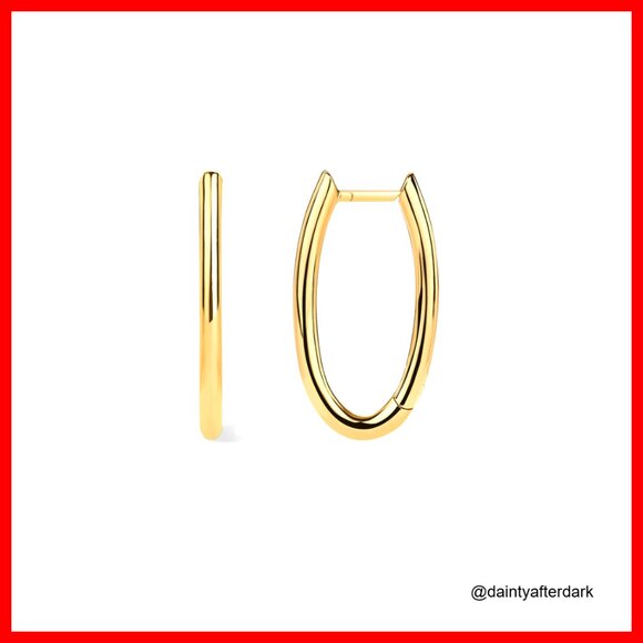 Jewelry - 14K Gold Plated 925 Sterling Silver Geometric Hoop Earrings